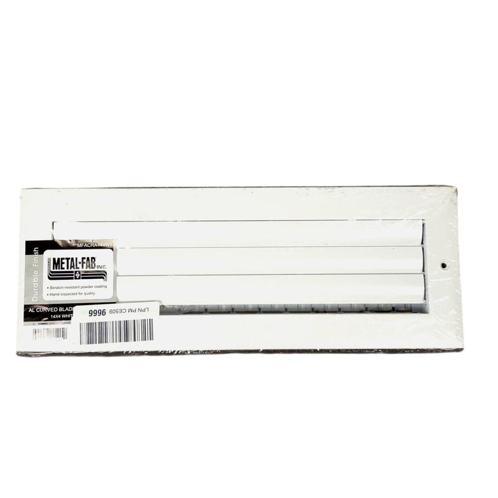Metal-Fab Curved Blade Grille Register Vent Cover 14x4 White 2-Way MFACRA144W1